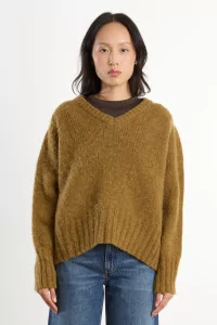 Pull Femme Laine Shetland Col V Queen Of The Night – Herbal Crush | Centre Commercial