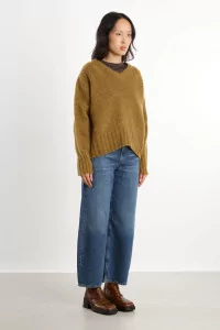 Pull Femme Laine Shetland Col V Queen Of The Night – Herbal Crush | Centre Commercial