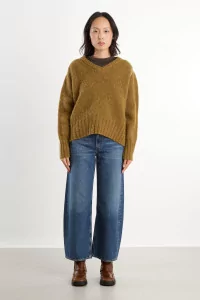 Shetland Wool V-Neck Queen Of The Night Sweater – Herbal Crush | Centre Commercial