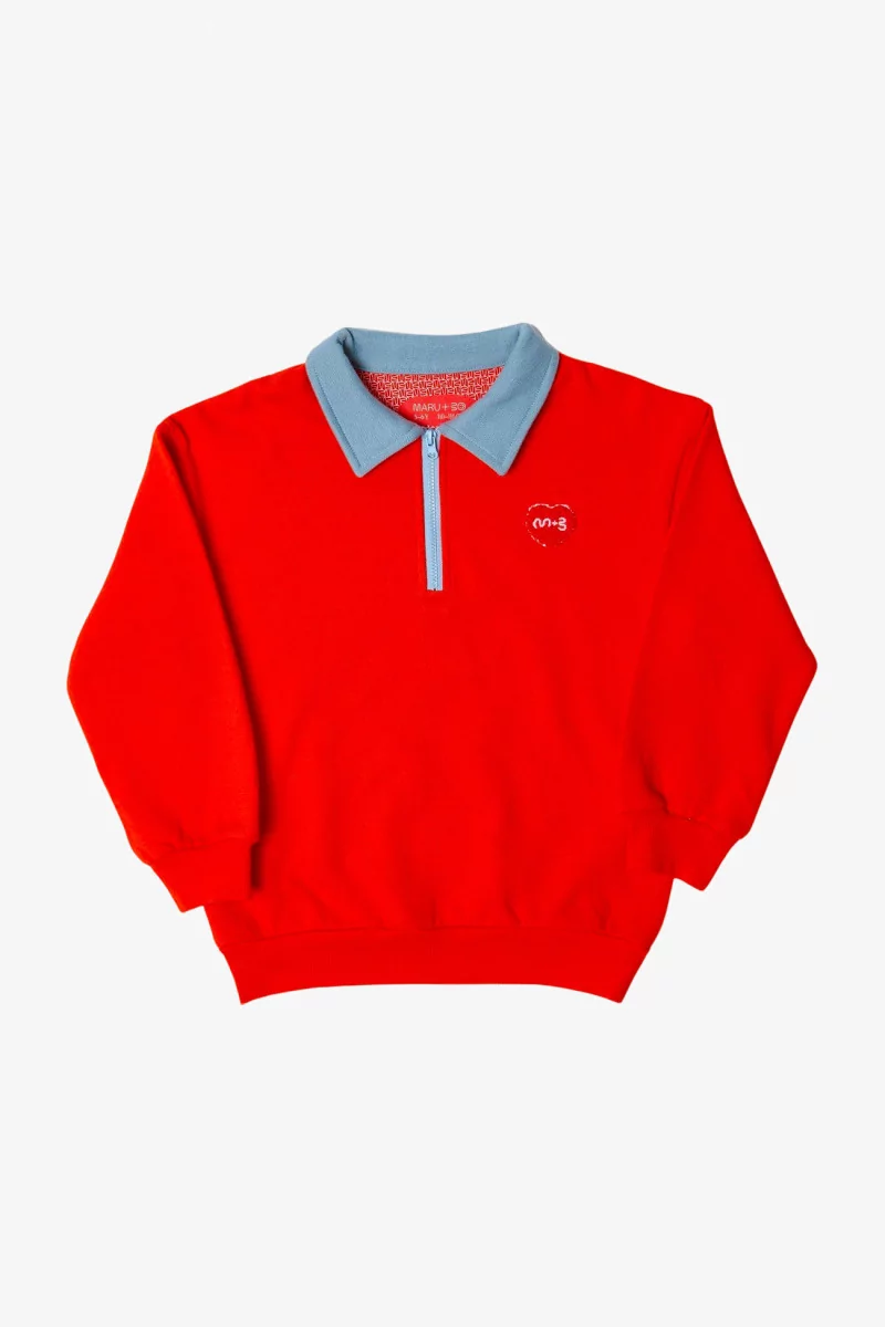 Sweat Polo Enfant Coton Maru+Bo – Jasper Red | Centre Commercial