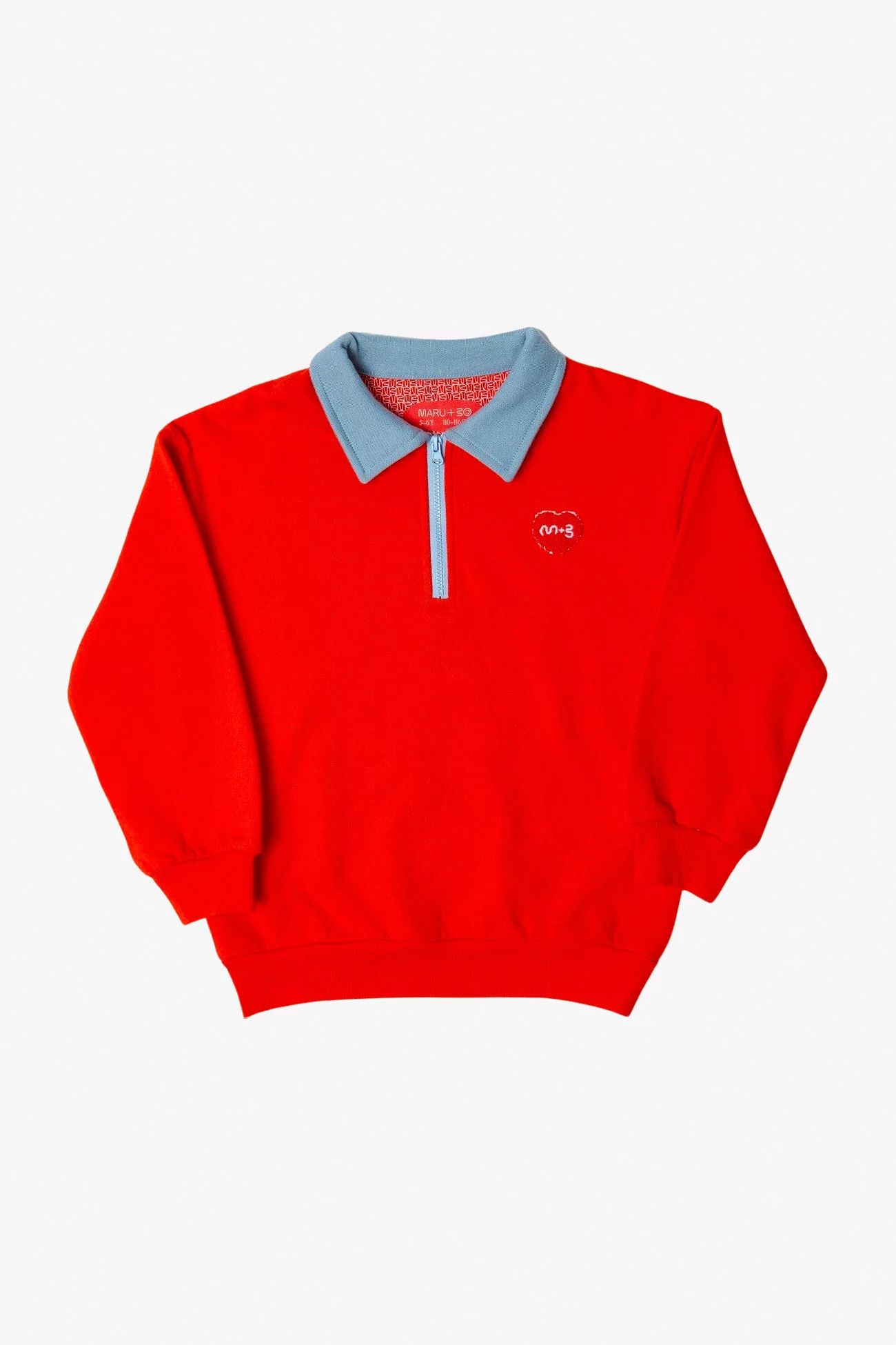 Kids Cotton Polo Sweatshirt Maru+Bo – Jasper Red | Centre Commercial