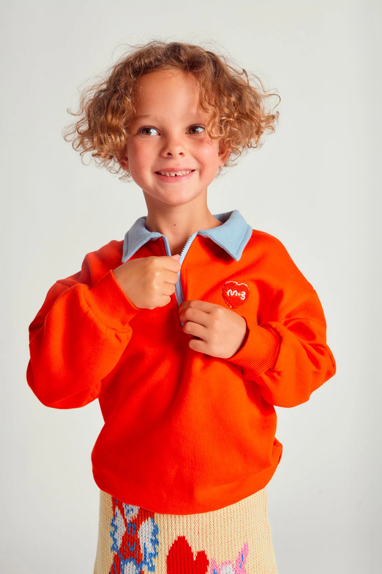 Kids Cotton Polo Sweatshirt Maru+Bo – Jasper Red | Centre Commercial