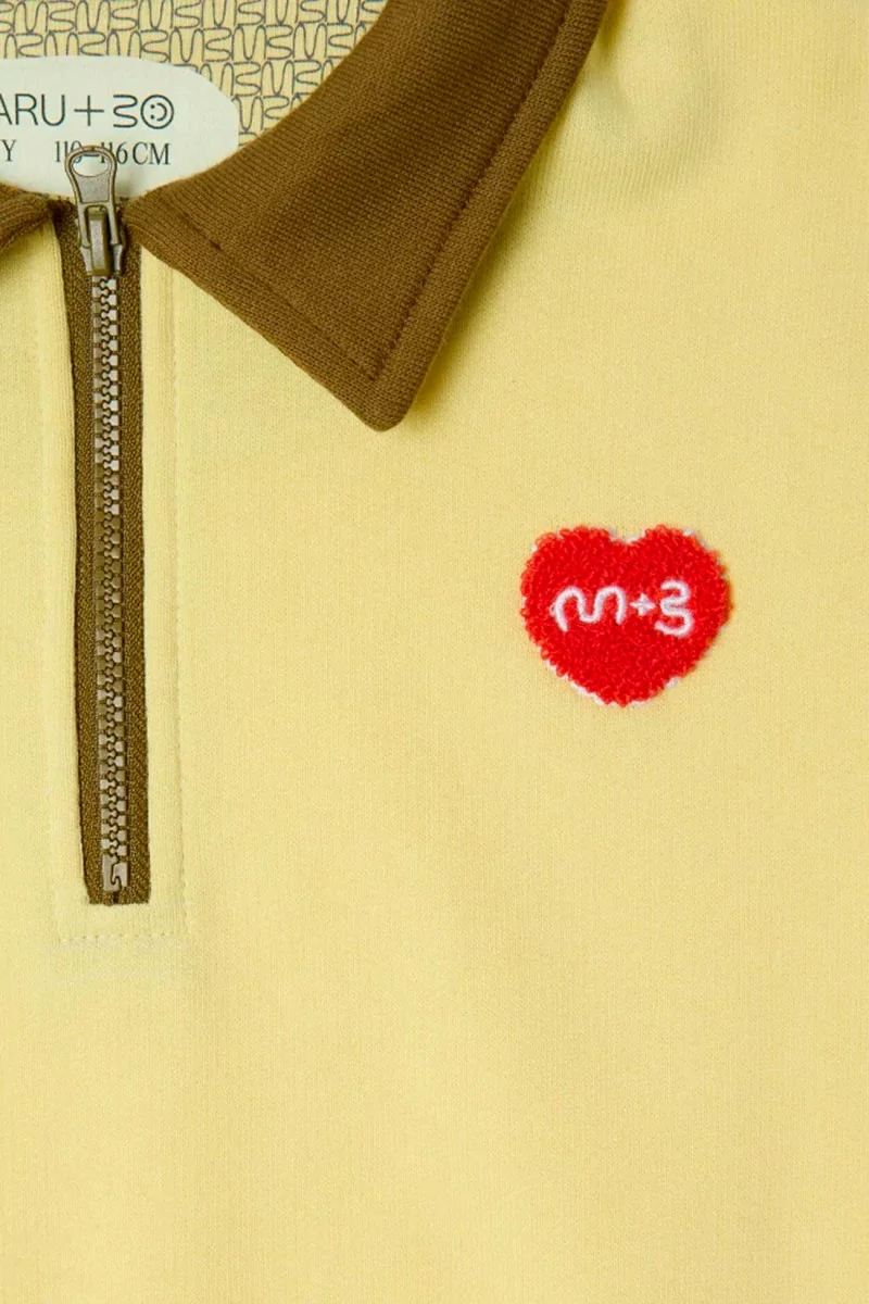 Sweat Polo Enfant Coton Maru+Bo – Pale Lemon Yellow | Centre Commercial