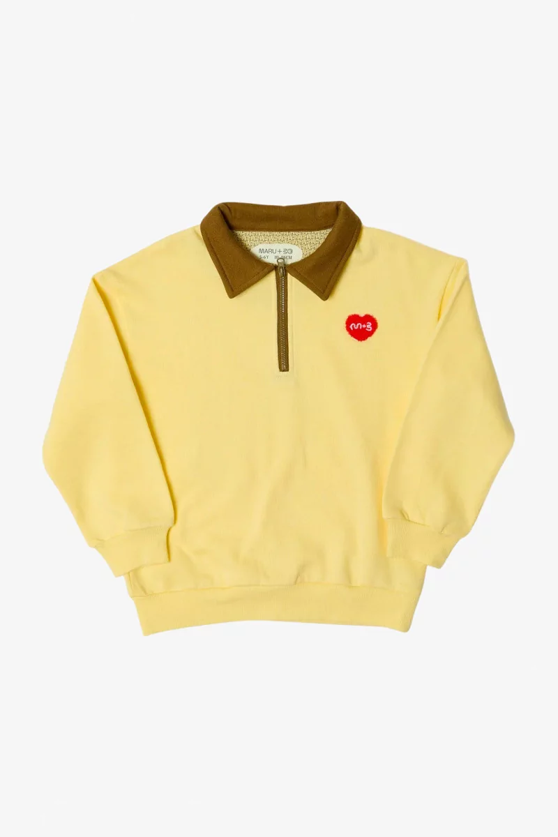 Sweat Polo Enfant Coton Maru+Bo – Pale Lemon Yellow | Centre Commercial