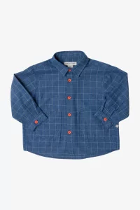 Chemise Carreaux Enfant à Poches Maru+Bo – Light Blue | Centre Commercial