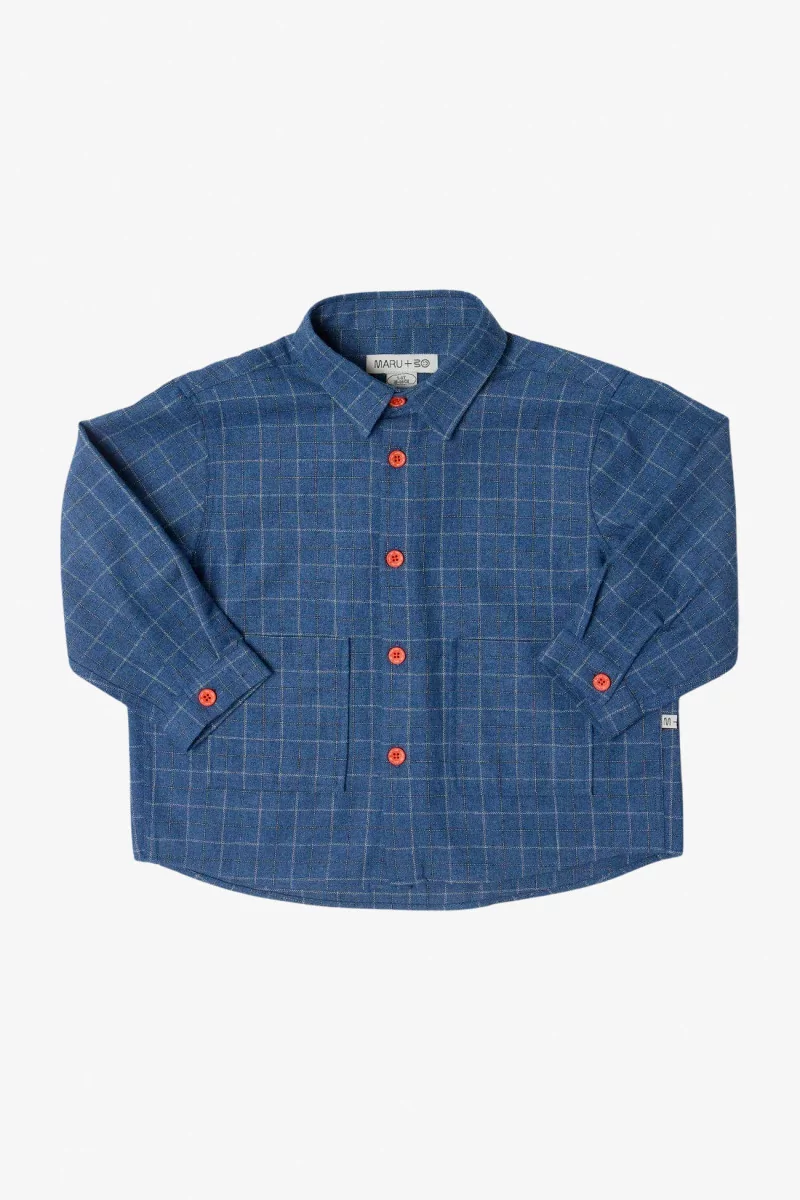 Chemise Carreaux Enfant à Poches Maru+Bo – Light Blue | Centre Commercial