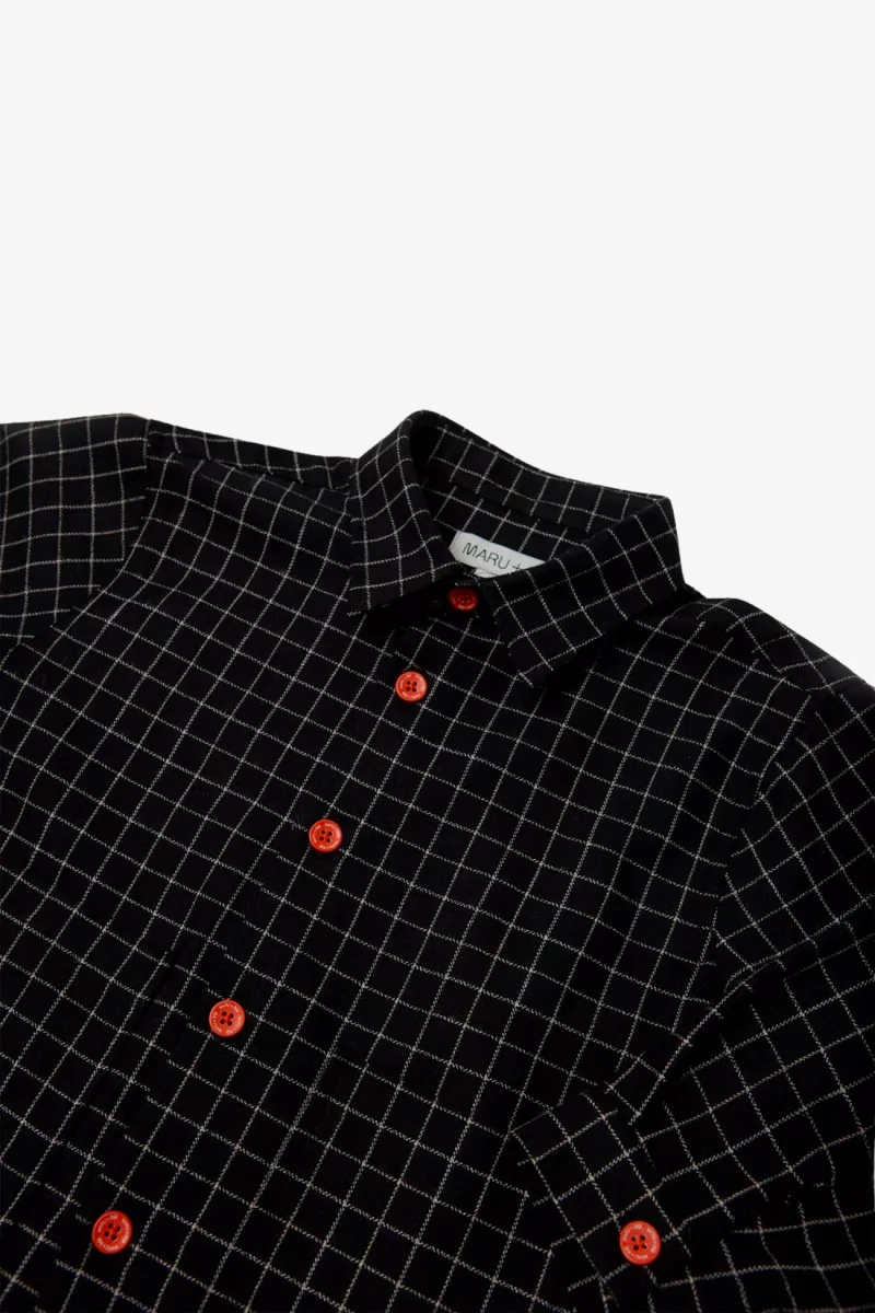 Kids Checked Shirt with Pockets Maru+Bo – Black | Centre Commercial