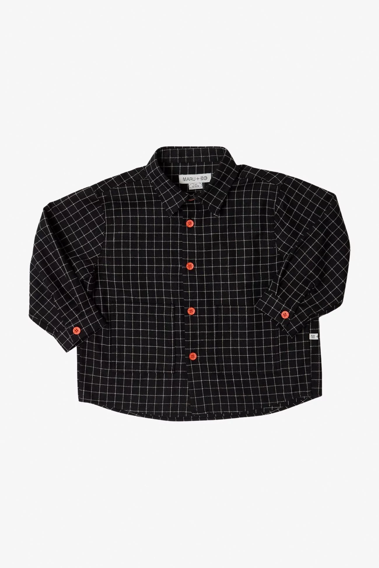 Kids Checked Shirt with Pockets Maru+Bo – Black | Centre Commercial
