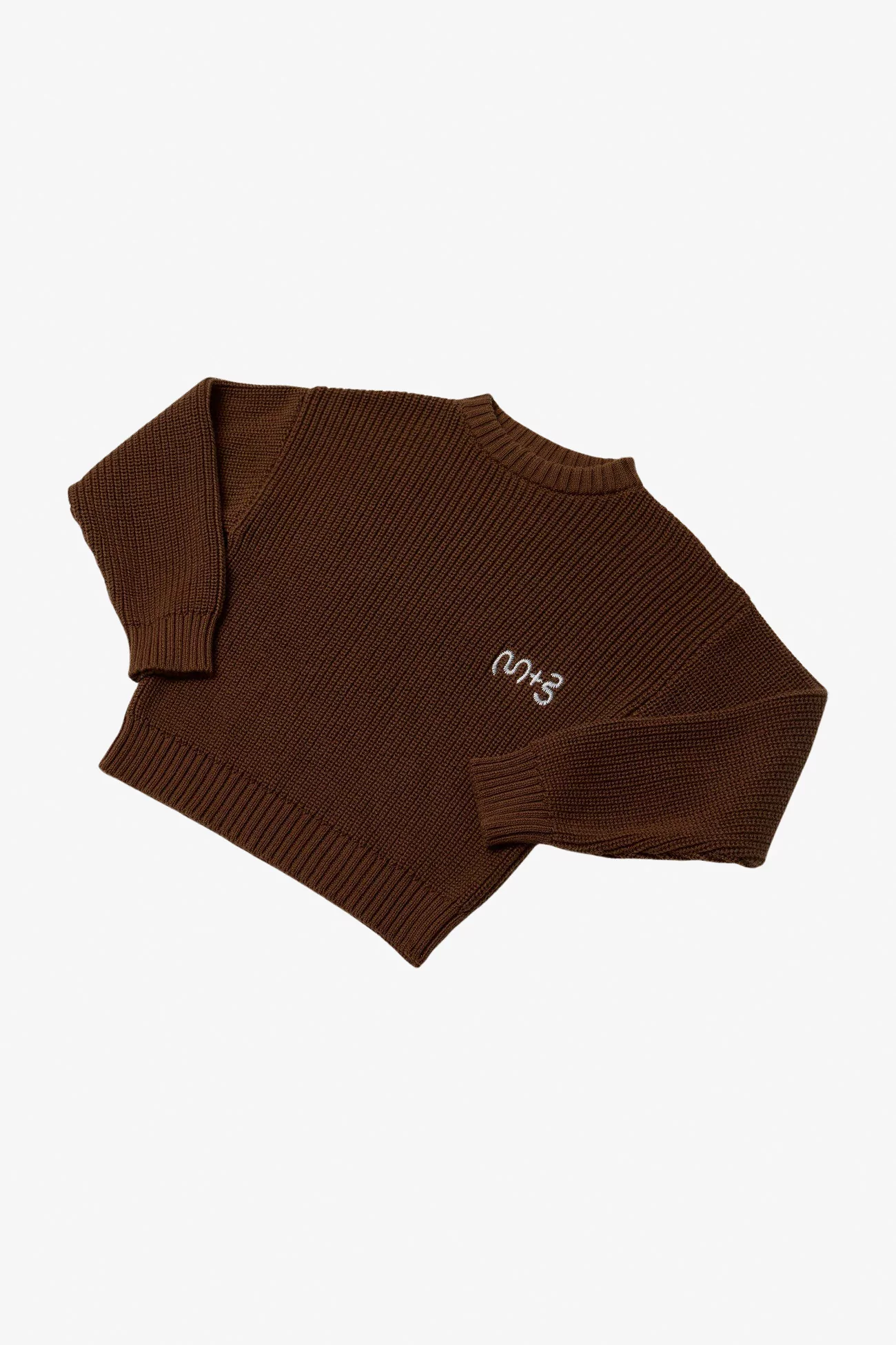 Pull Enfant Coton Logo Brodé Maru+Bo – Sepia Brown | Centre Commercial