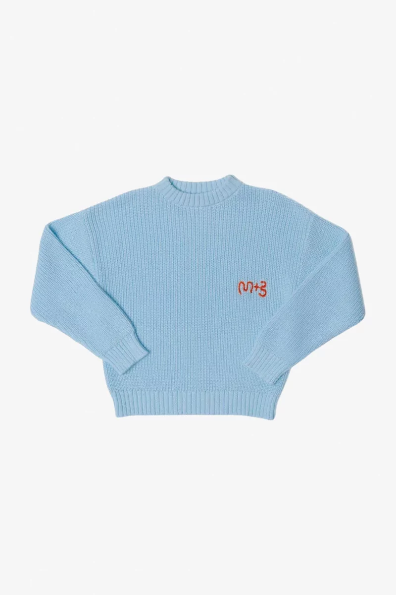 Pull Enfant Coton Logo Brodé Maru+Bo – Salvia Blue | Centre Commercial