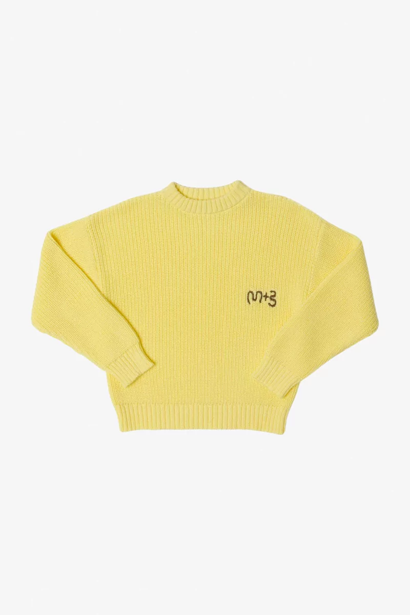 Pull Enfant Coton Logo Brodé Maru+Bo – Pale Lemon Yellow | Centre Commercial