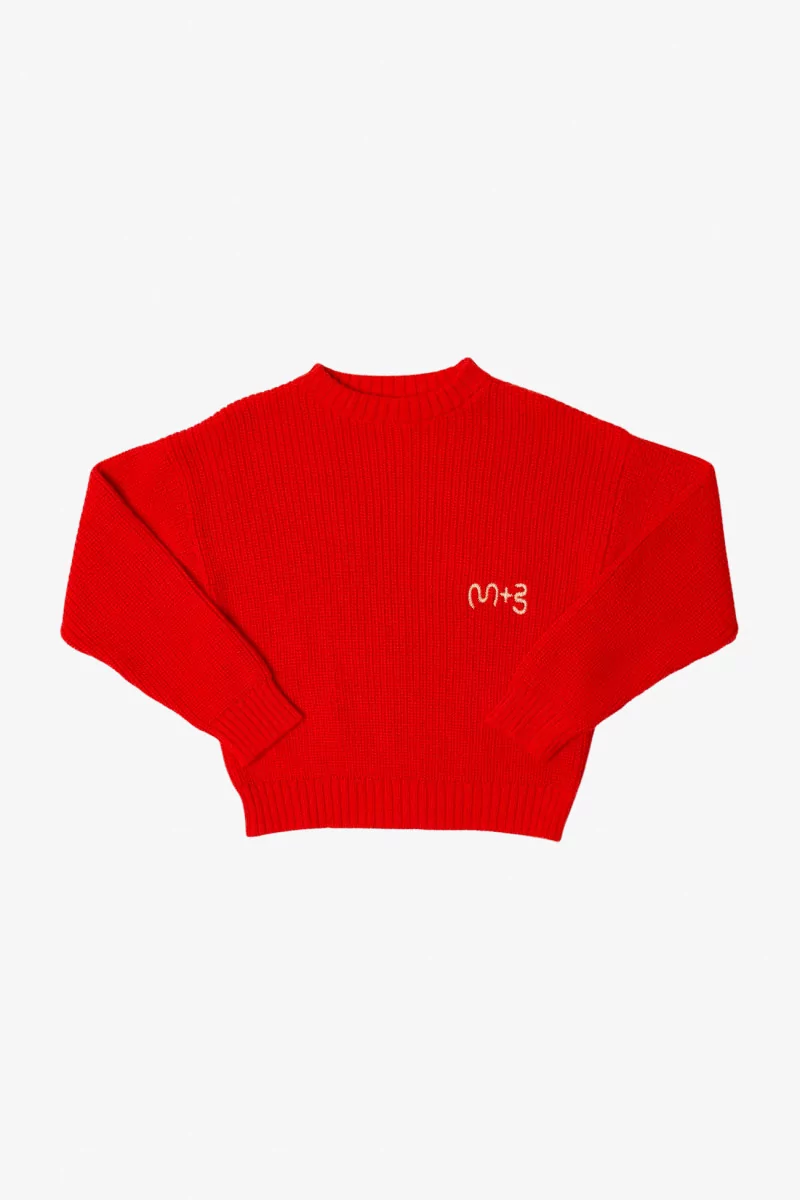 Pull Enfant Coton Logo Brodé Maru+Bo – Jasper Red | Centre Commercial