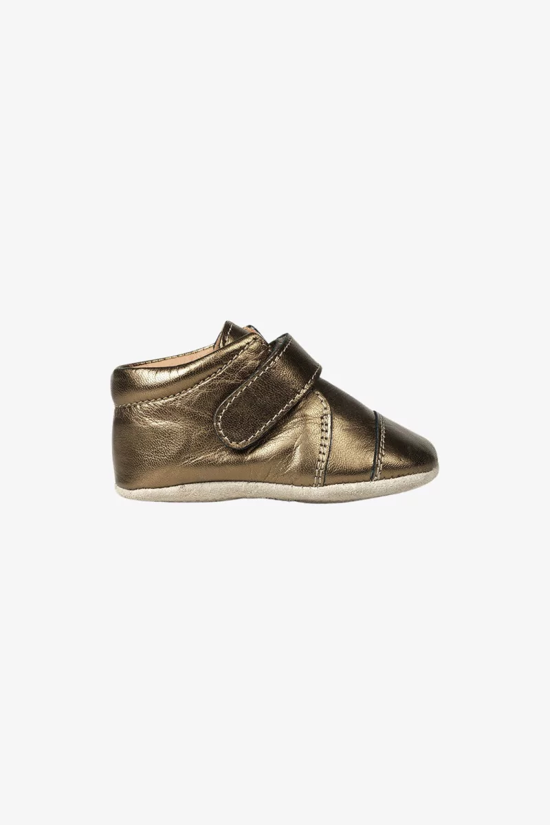Chaussons Bébé Cuir Velcro – Old Gold | Centre Commercial