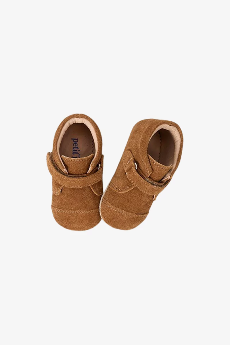 Chaussons Bébé Cuir Velcro – Chesnut Suede | Centre Commercial
