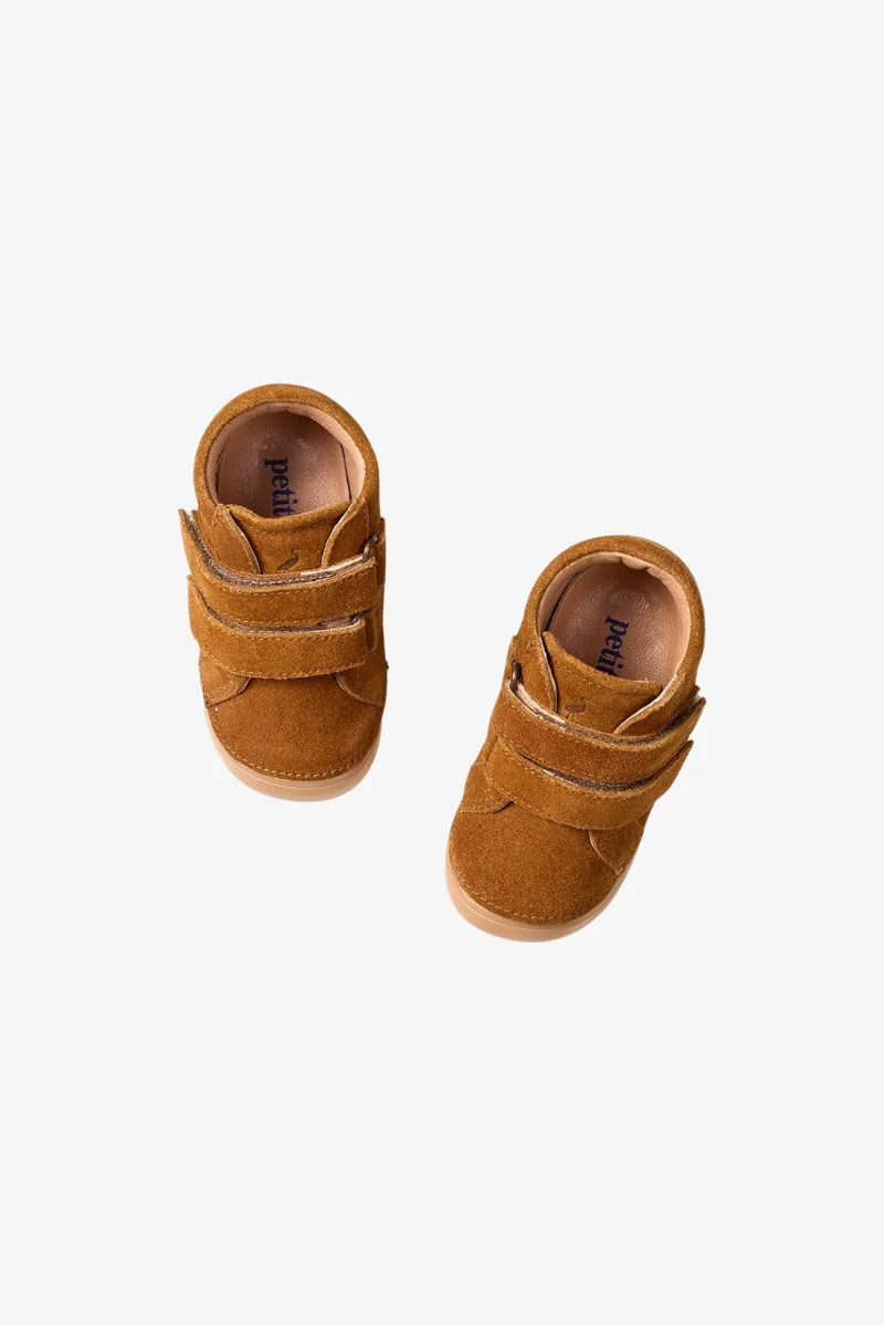Botillons Bébé Cuir Mini Bootie Velcro – Chesnut Suede | Centre Commercial