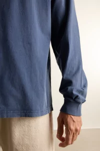 T-shirt Manches Longues Coton Bio - Washed Dark Navy | Centre Commercial