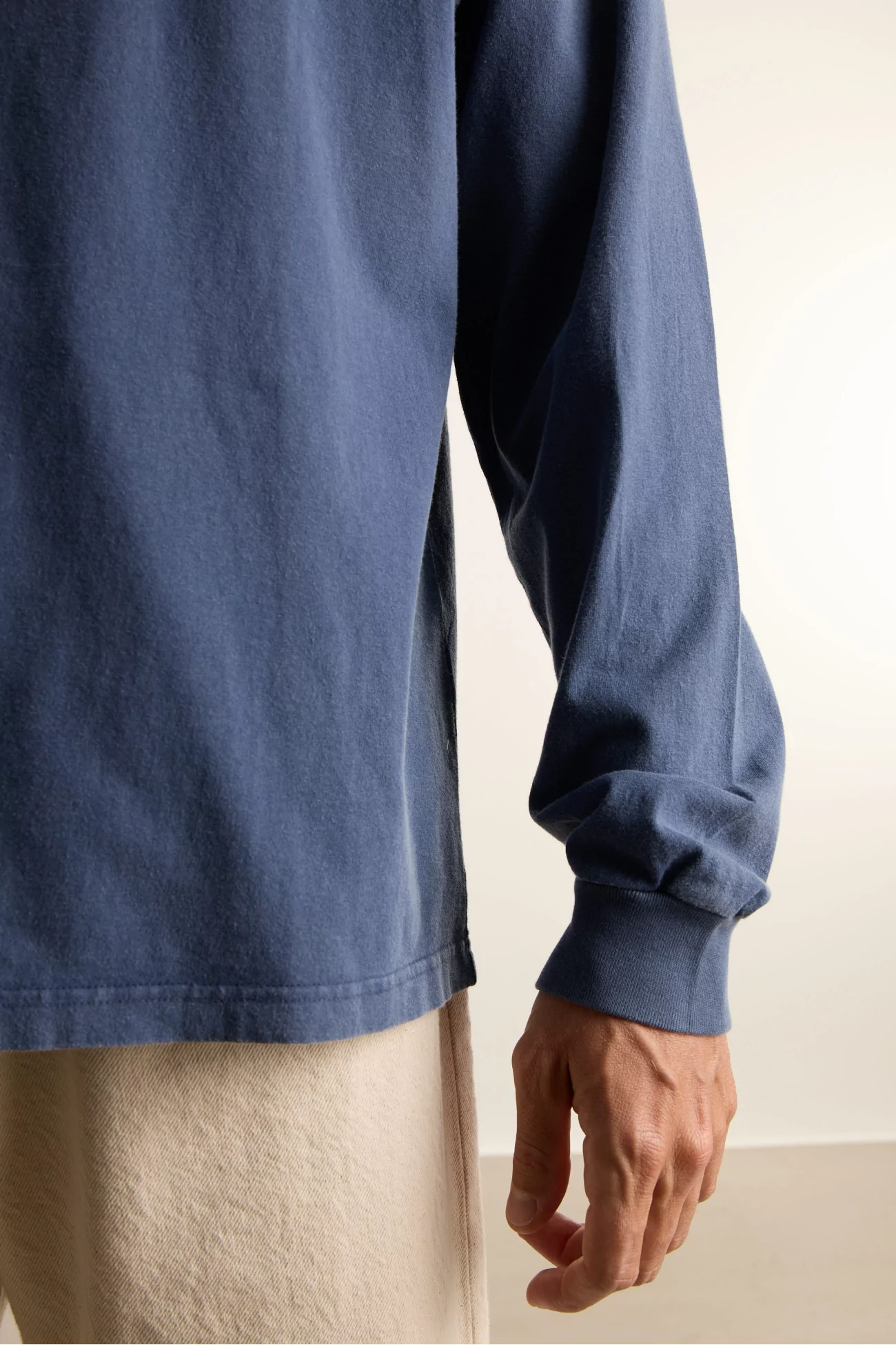 T-shirt Manches Longues Coton Bio - Washed Dark Navy | Centre Commercial