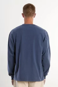 T-shirt Manches Longues Coton Bio - Washed Dark Navy | Centre Commercial