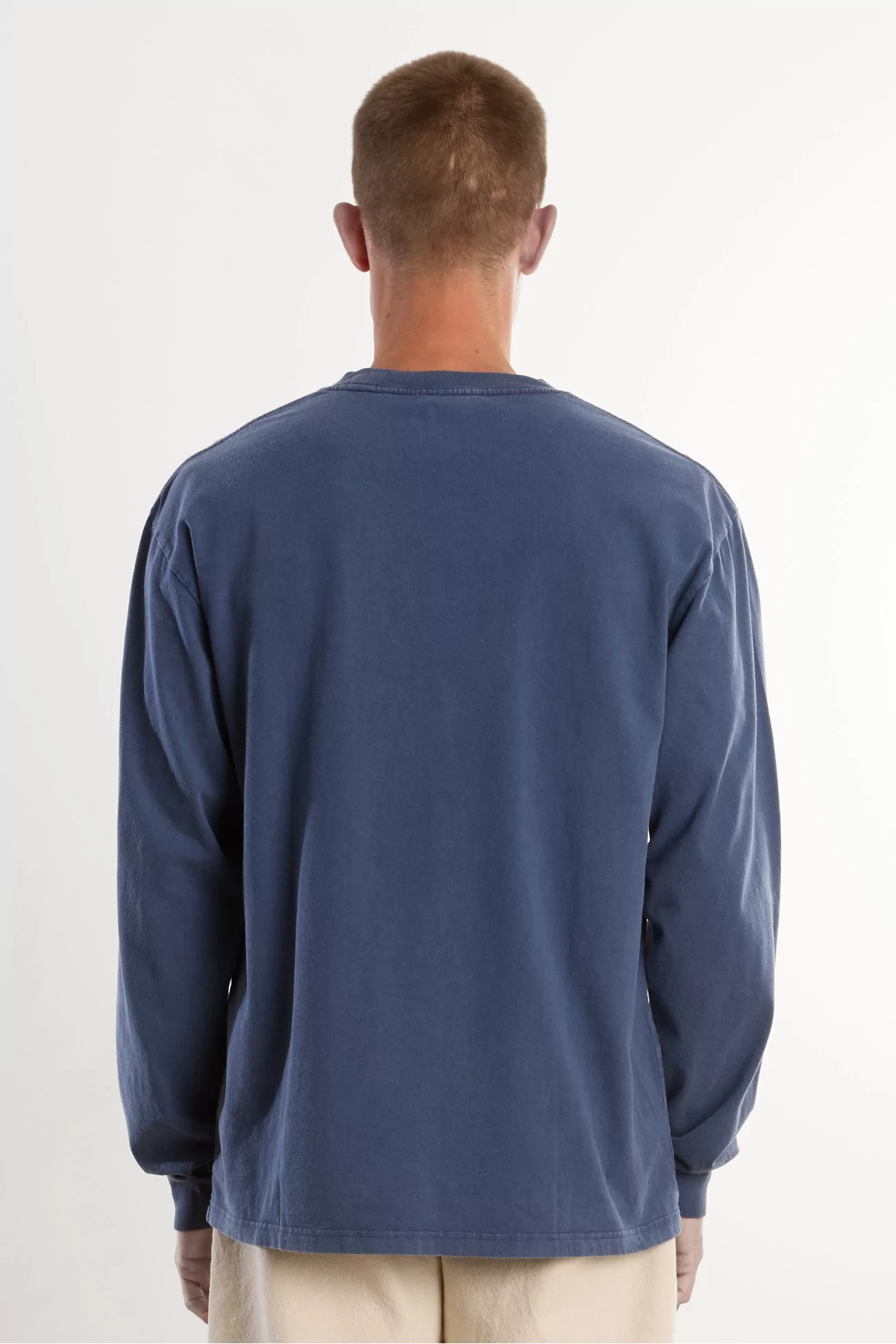 Organic Cotton Long Sleeve T-shirt - Washed Dark Navy | Centre Commercial
