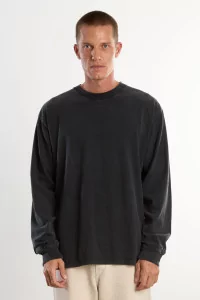 T-shirt Manches Longues Homme Coton Bio Regular - Washed Black | Centre Commercial