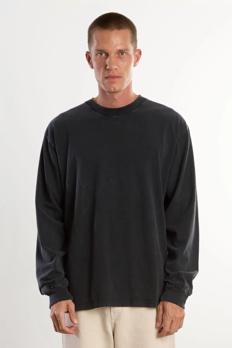 Men's Organic Cotton Long Sleeve T-shirt Regular - Washed Black | Centre Commercial