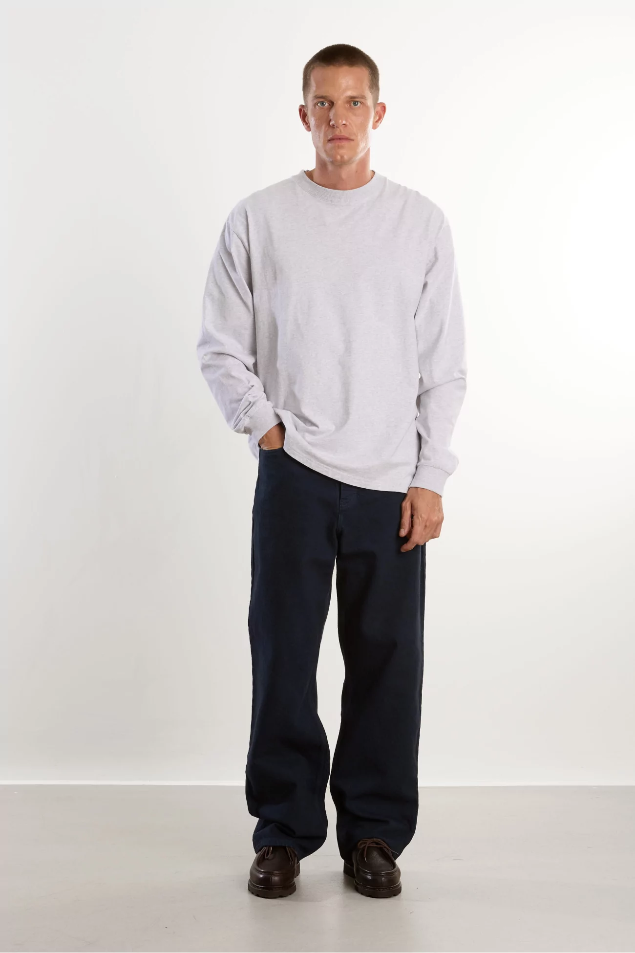 T-shirt Manches Longues Homme Coton Bio - Heather Gray | Centre Commercial
