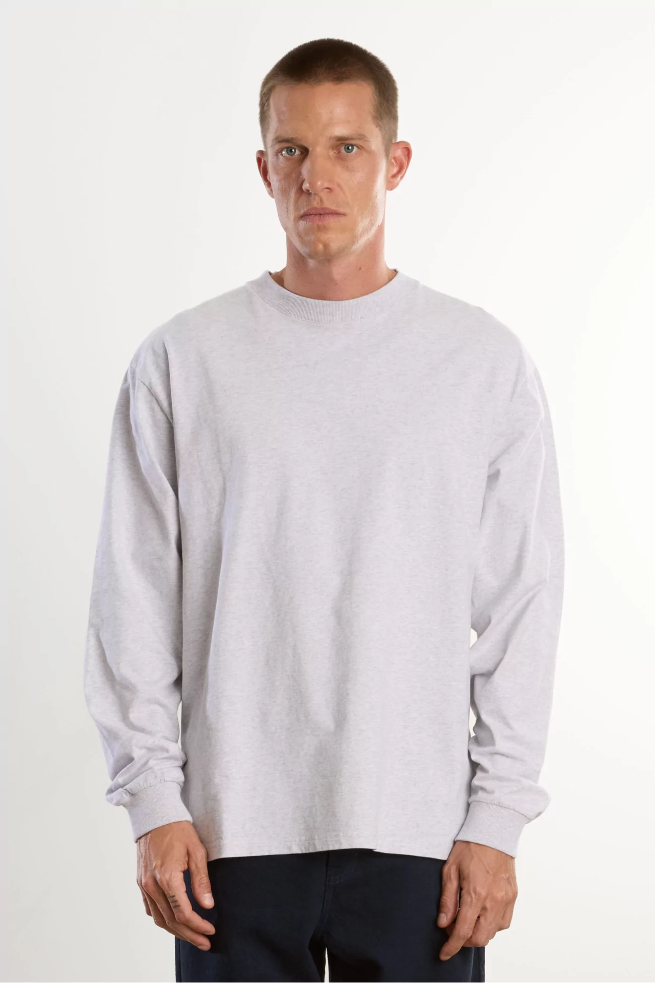 T-shirt Manches Longues Homme Coton Bio - Heather Gray | Centre Commercial