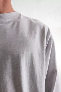 T-shirt Manches Longues Homme Coton Bio - Heather Gray | Centre Commercial