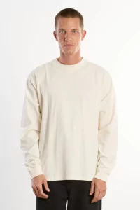 T-shirt Manches Longues Homme Coton Bio Regular Fit - Cannoli Cream | Centre Commercial