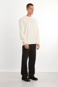 Men's Organic Cotton Long Sleeve T-shirt Regular Fit - Cannoli Cream | Centre Commercial