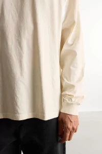 T-shirt Manches Longues Homme Coton Bio Regular Fit - Cannoli Cream | Centre Commercial