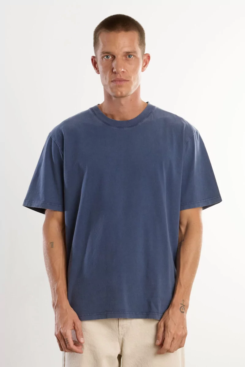 Men's Organic Cotton Regular Fit T-shirt - Washed Dark Navy | Centre Commercial