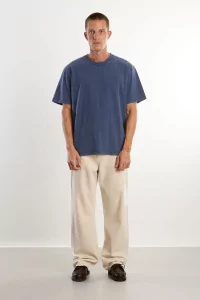 Men's Organic Cotton Regular Fit T-shirt - Washed Dark Navy | Centre Commercial