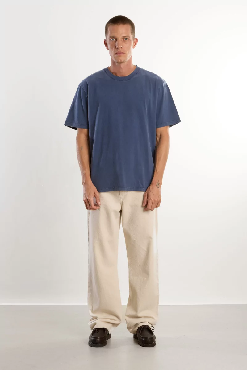 T-shirt Homme Coton Bio Regular Fit - Washed Dark Navy | Centre Commercial