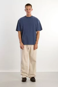 Men's Oversize Organic Cotton T-shirt Washed Dark Navy | Centre Commercial