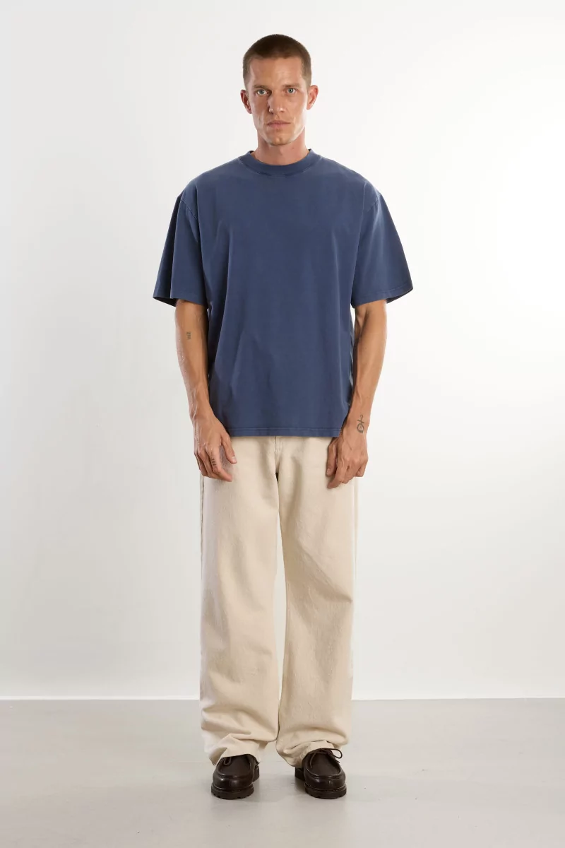 T-shirt Oversize Homme Coton Bio Washed Dark Navy | Centre Commercial