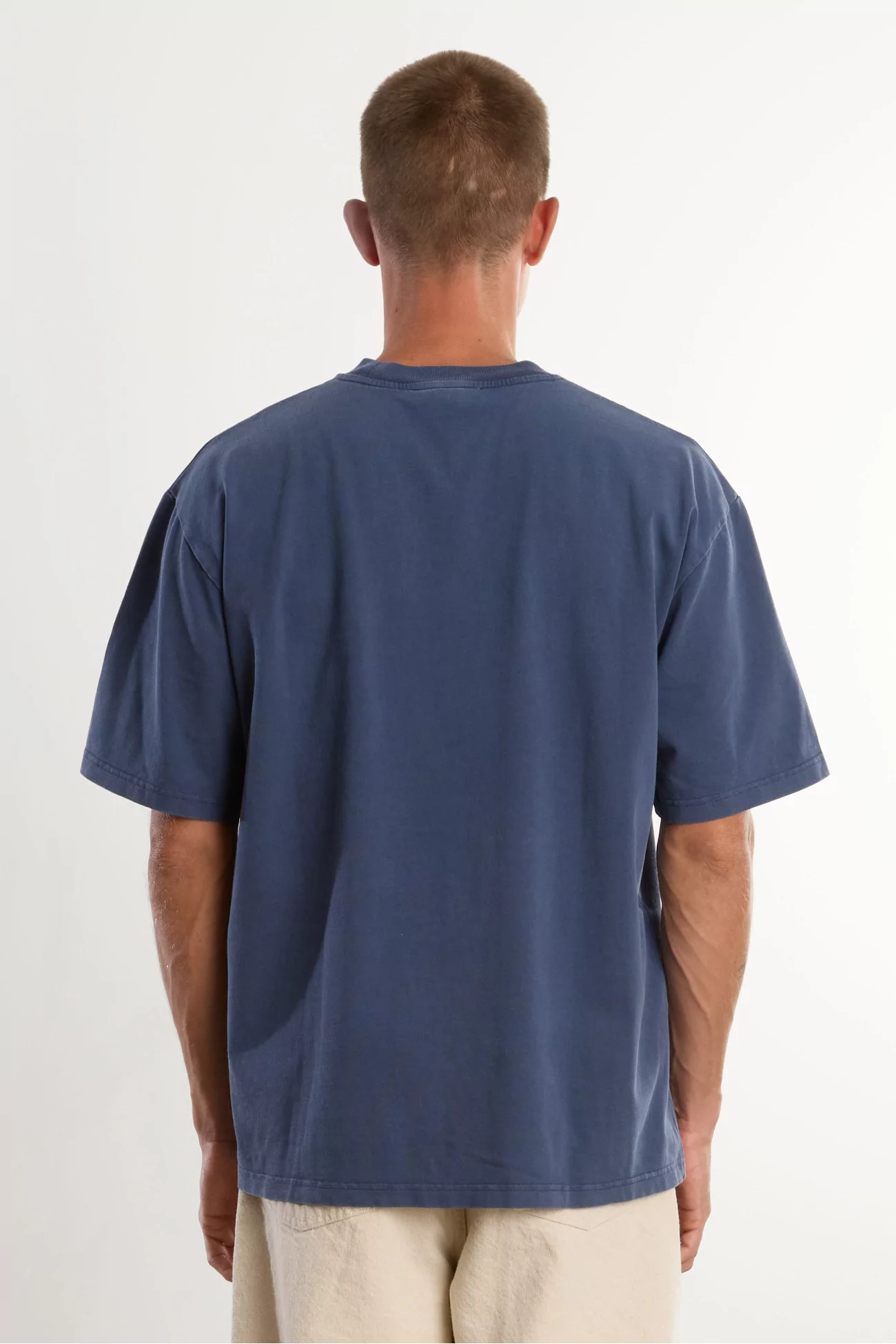 Men's Oversize Organic Cotton T-shirt Washed Dark Navy | Centre Commercial