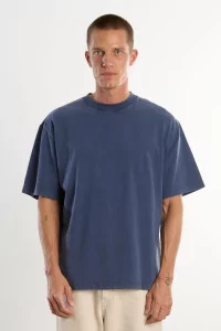 T-shirt Oversize Homme Coton Bio Washed Dark Navy | Centre Commercial