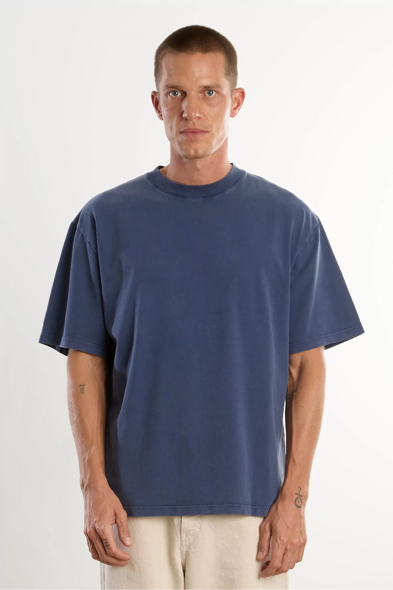 T-shirt Oversize Homme Coton Bio Washed Dark Navy | Centre Commercial