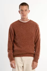 Men's Shetland Wool Crew Neck Sweater - Sienna | Centre Commercial