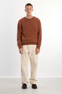 Pull Homme Laine Shetland Col Rond - Sienna | Centre Commercial