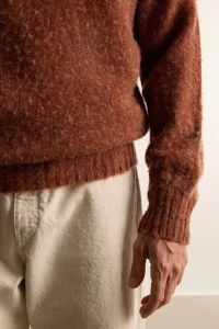 Men's Shetland Wool Crew Neck Sweater - Sienna | Centre Commercial