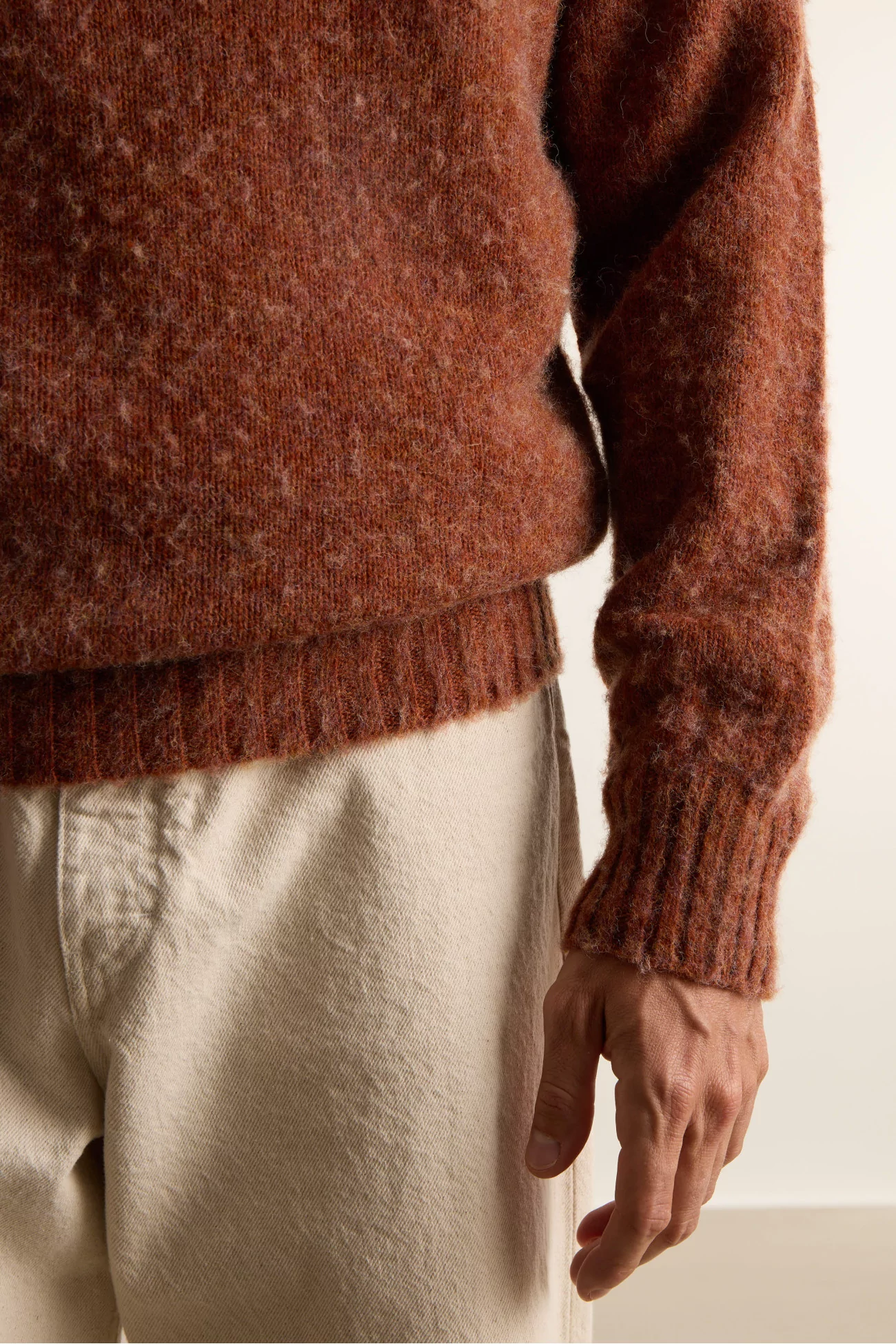 Men's Shetland Wool Crew Neck Sweater - Sienna | Centre Commercial