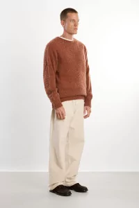 Men's Shetland Wool Crew Neck Sweater - Sienna | Centre Commercial