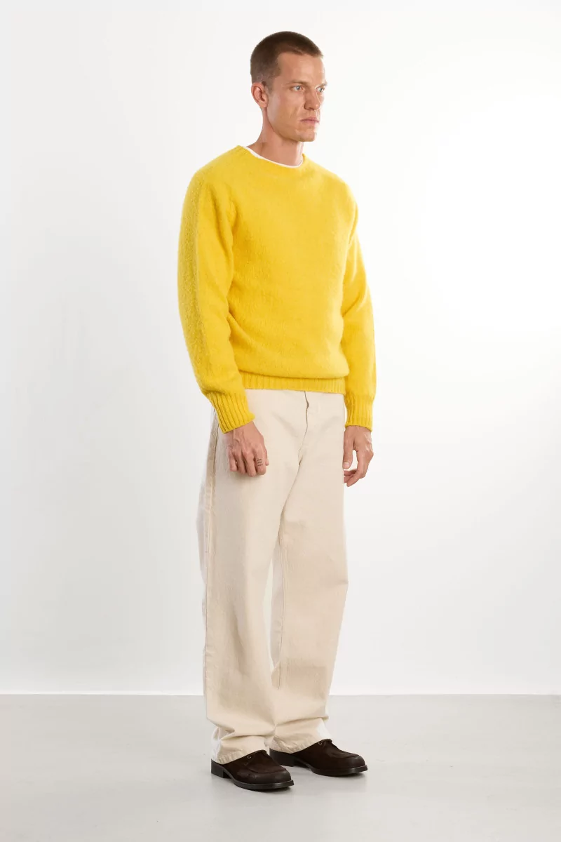 Men's Shetland Wool Crew Neck Sweater - Gorseflower | Centre Commercial