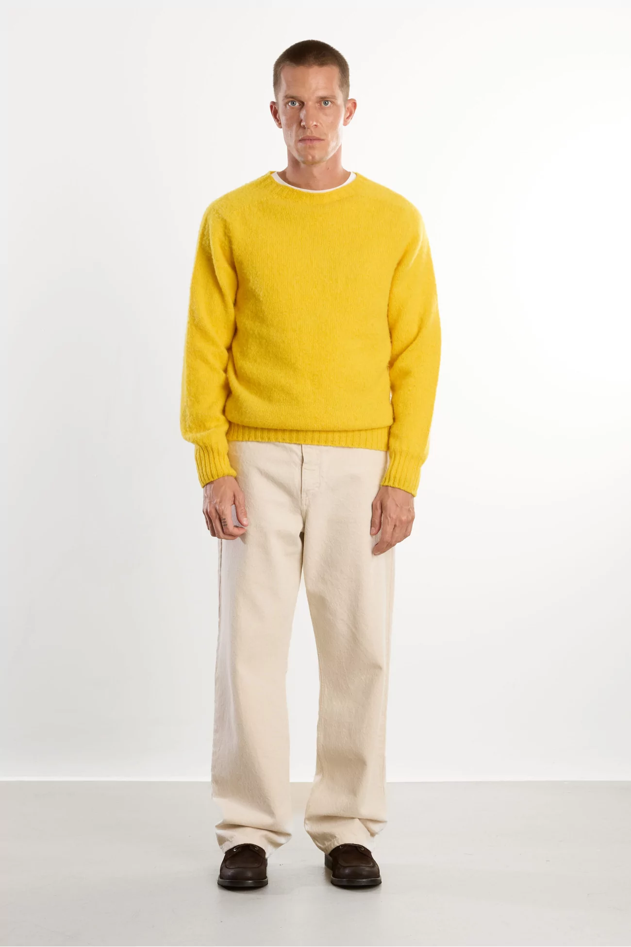 Pull Homme Laine Shetland Col Rond - Gorseflower | Centre Commercial