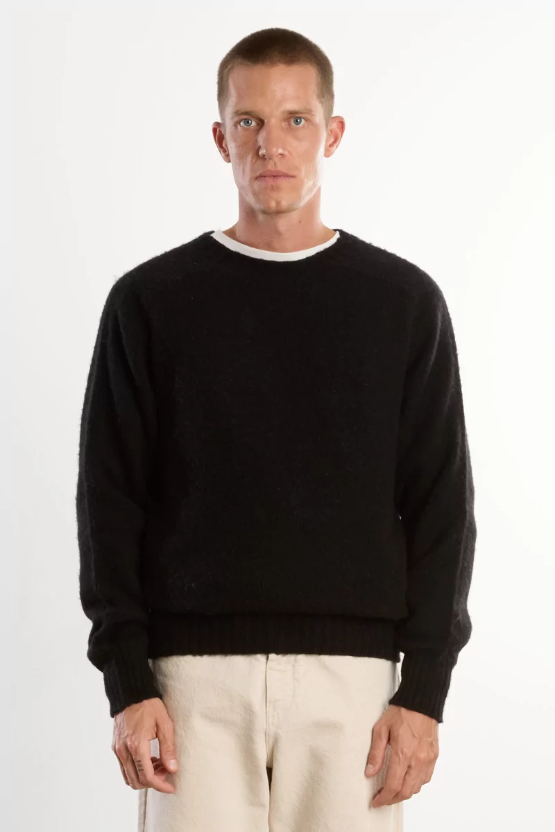 Pull Homme Laine Shetland Col Rond - Black | Centre Commercial