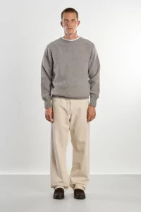 Men's Shetland Wool Crew Neck Sweater - Chrome | Centre Commercial