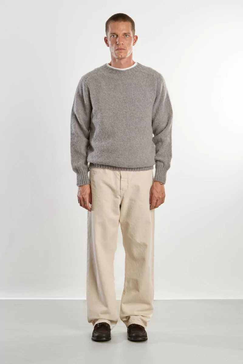 Men's Shetland Wool Crew Neck Sweater - Chrome | Centre Commercial