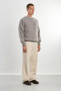 Men's Shetland Wool Crew Neck Sweater - Chrome | Centre Commercial